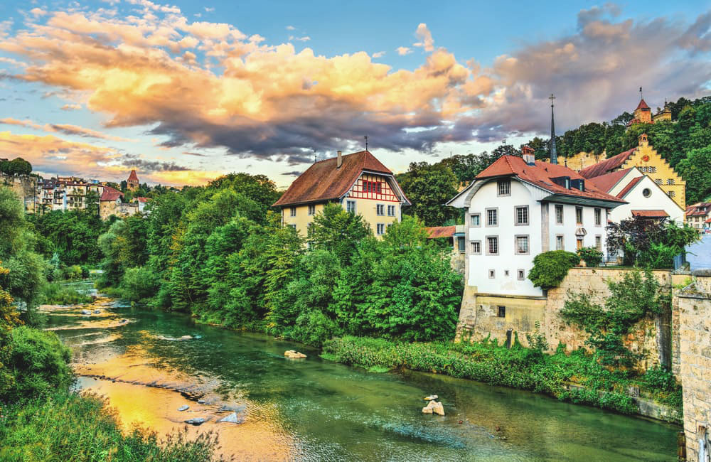 Fribourg at the Saane River