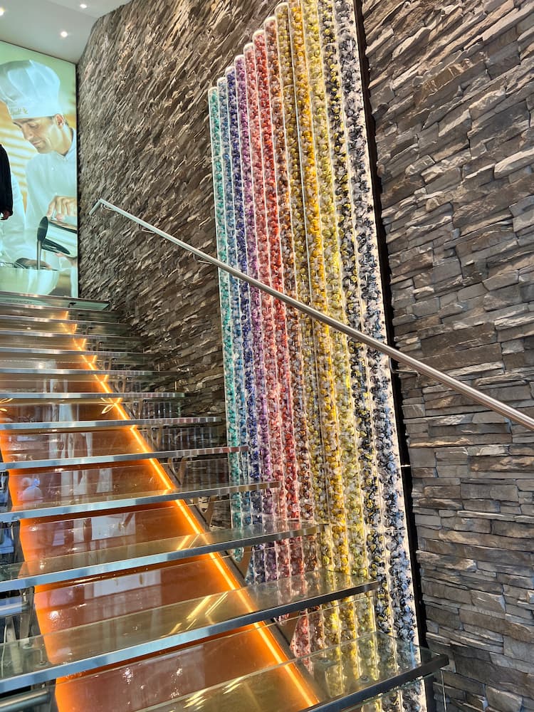 Bachman Lindt Store staircase and Lind wall