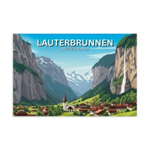 Lauterbrunnen Valley Switzerland Vintage Postcard