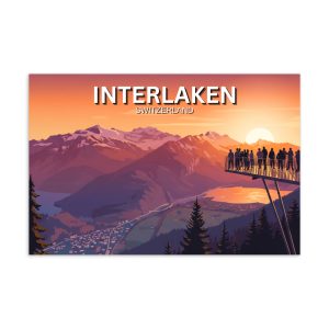 Interlaken Harder Kulm Switzerland Vintage Postcard