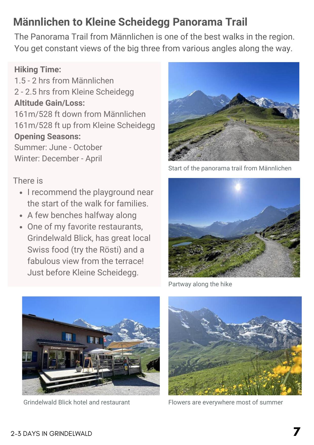 Day 2 Grindelwald First page from the 3 Days in Grindelwald guide