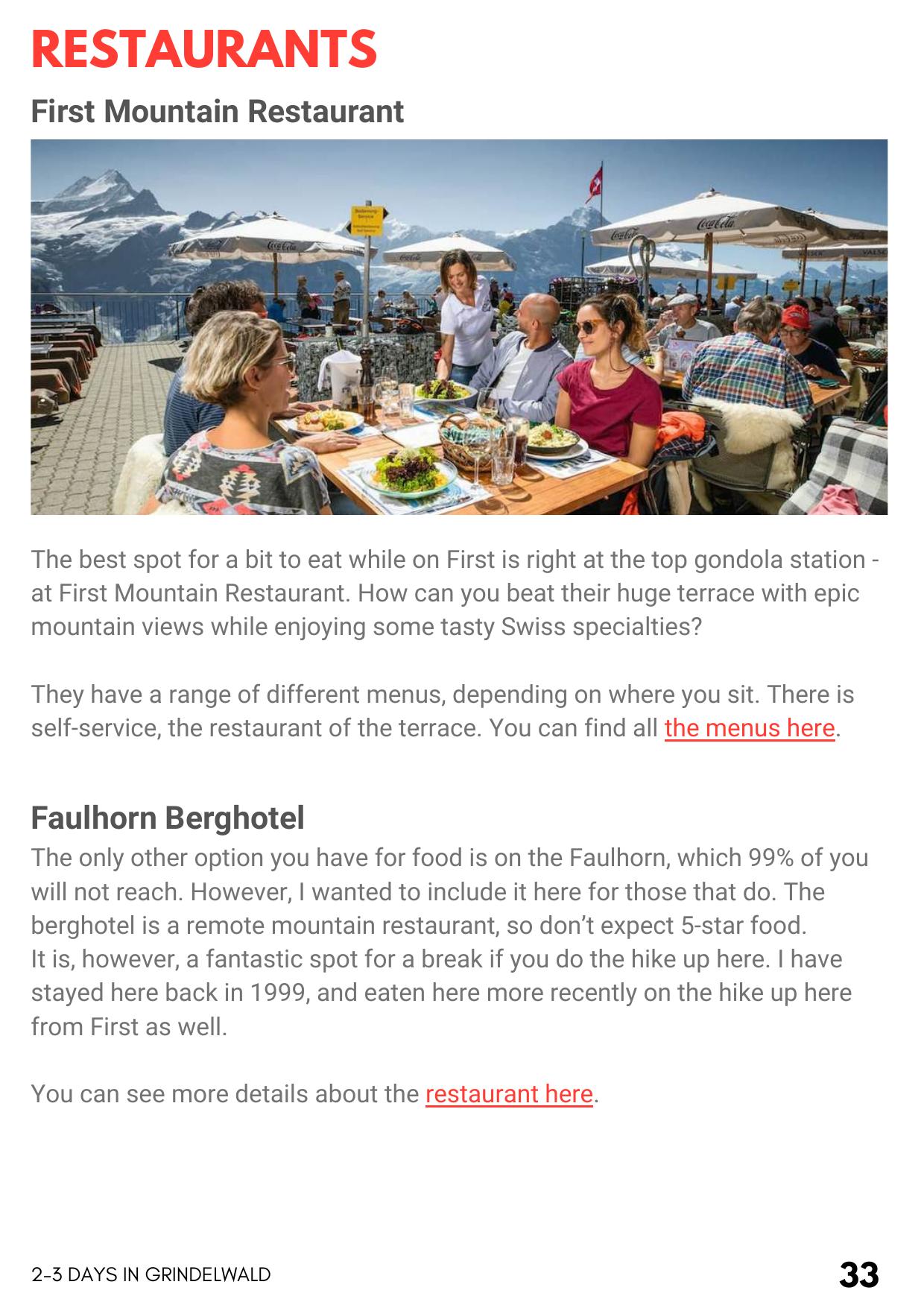 Day 3 Jungfraujoch page from the 3 Days in Grindelwald guide
